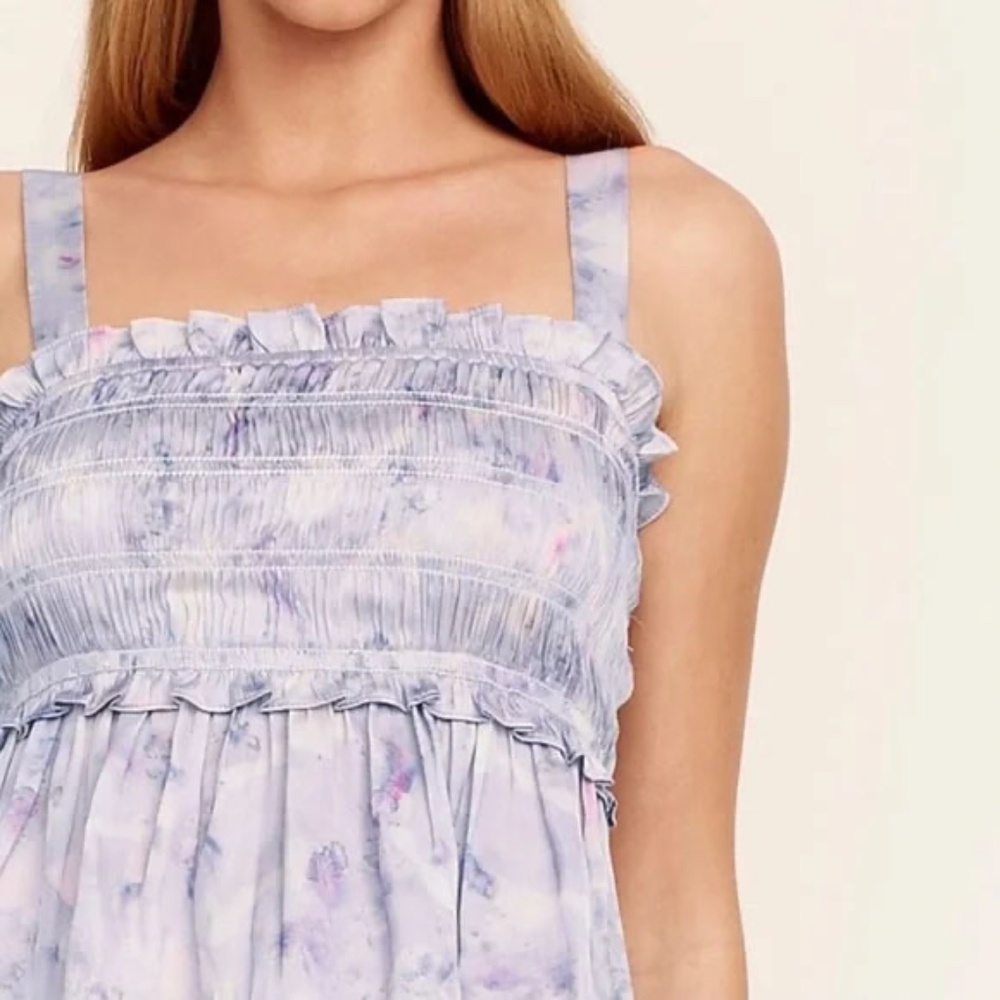 J.Crew x Flora Obscura featherweight satin tank top in lavender fields - Size L